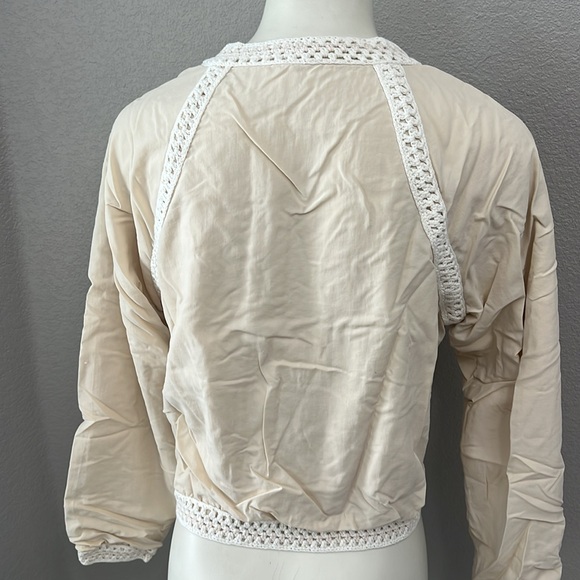 Free People Crochet Trim Full Zip Moto Jacket Large - Picture 4 of 7